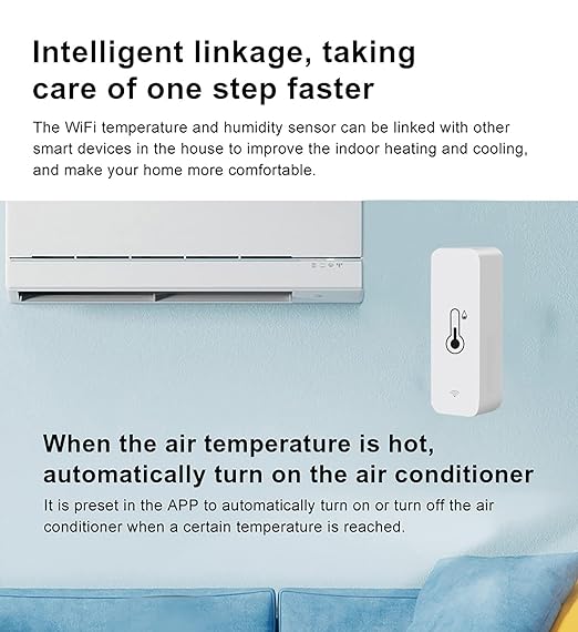 4-Pack WiFi Temperature Humidity Sensor: Wireless Temperature Humidity Monitor with App Alert, Free Data Storage Export, Smart Indoor Thermometer Hygrometer Compatible with Alexa Google Assistant
