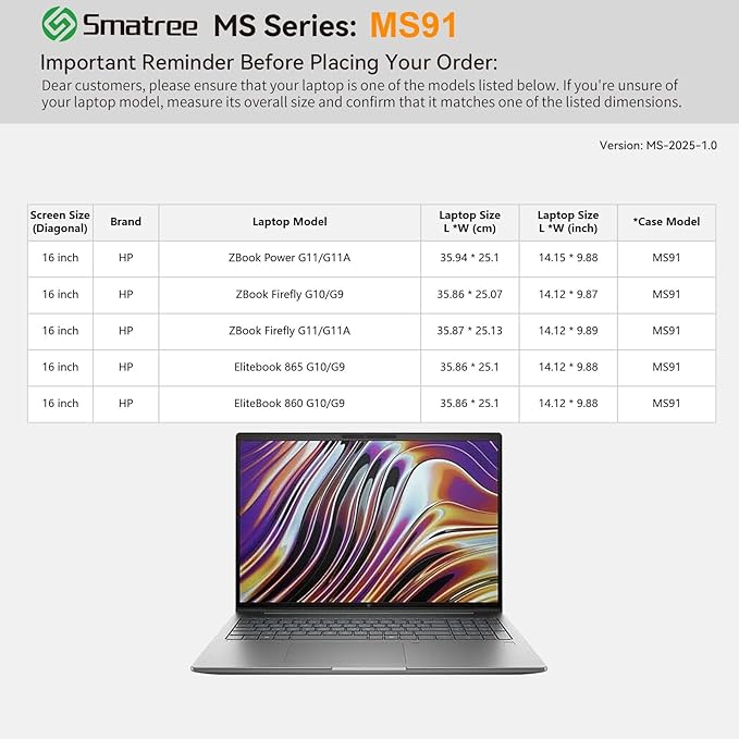 Smatree MS91 Hard EVA Protective Sleeve Case with Stand Compatible for 16 inch HP ZBook Firefly/Power G11 /G11A,for 16 inch EliteBook 865/860 G10/G9,for 16inch ZBook Firefly G10/G9, White