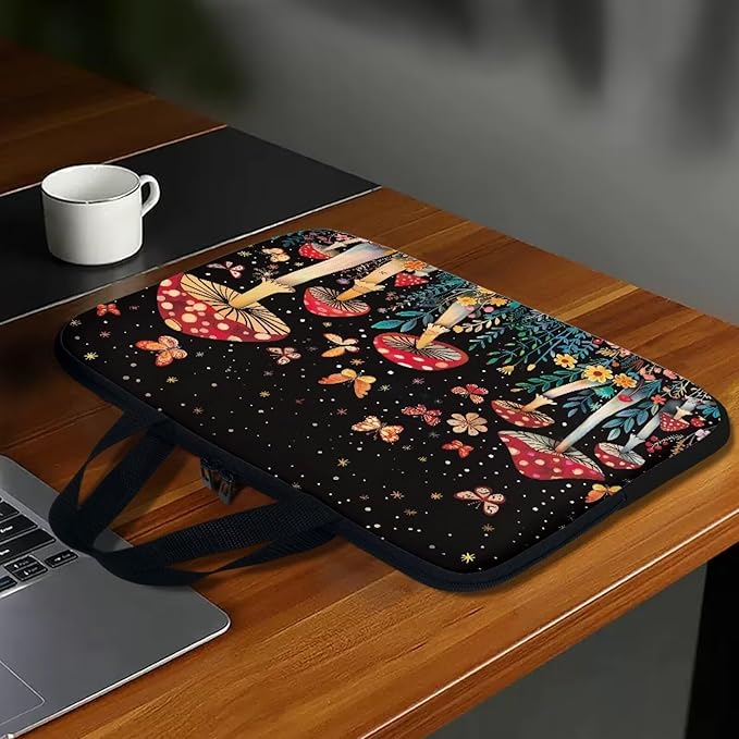 10 Inch Mushroom Forest Laptop Sleeve, Laptop Cover Computer Bag Tablet Carrying Case with Handle Tote Bags Notebook Case Handbag Messenger Briefcase for Travel/Business/School/Work