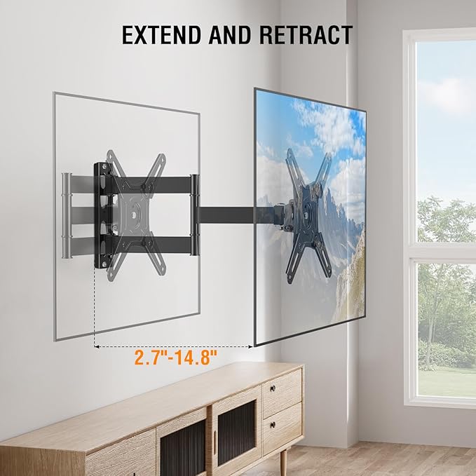 ELIVED Full Motion TV Monitor Wall Mount for Most 14-42 Inch LED LCD Flat Screen TVs & Monitors, Swivel Tilt Extension Rotation tv Mount Bracket Max VESA 200x200mm, up to 44 lbs.