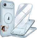 Miracase Magnetic for iPhone Air Case 6.5" [Compatible with MagSafe] Full-Body Phone Case with Built-in Glass Screen Protector & Camera Control,Drop Proof iPhone 17 Air Case Cover, Light Blue