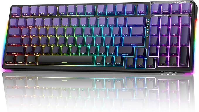 AULA Mechanical Keyboard, Wireless Gaming Keyboards Tri-Mode Bluetooth/2.4G/USB-C Hot Swappable 99 Keys Custom Creamy Keyboard 99 Keys Full Size Computer Keyboards for PC Xbox PS5 MAC