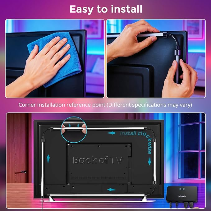 LightingWill TV LED Backlight with 4K HDMI Sync Box, 12.47ft RGBIC LED Strip Lights for 65-75 Inch TV, Sync with Screen, 3 HDMI Inputs, 60 LEDs/m High Density, App Control, Works with Alexa & Google