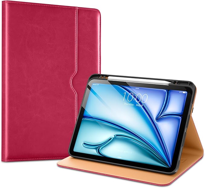 VIKESI Case for iPad Air 13 inch (M4) 2026 / (M3) 2025 / (M2) 2024,Premium Leather Folio,Apple Pencil Holder,Auto Sleep/Wake,Stand Cover - Peach