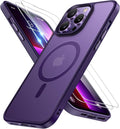 Miracase Magnetic Series Designed for iPhone 13 Pro Case [Compatible with MagSafe] [with 2X Screen Protectors] Anti-Fingerprint, Magnetic Phone Case for iPhone 13 Pro 6.1 inch - Dark Purple