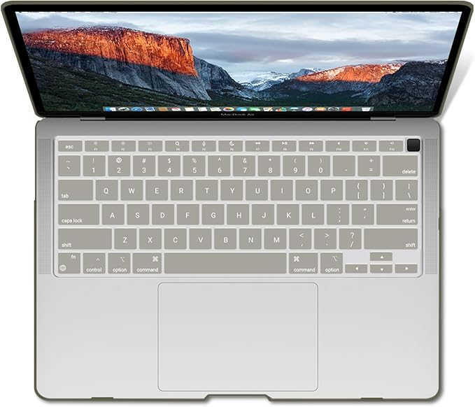 IBENZER Compatible with New MacBook Air 13 inch Case 2022 2021 2020 M1 A2337 A2179 A1932, Plastic Hard Shell Case with Keyboard Cover for Mac Retina Display with Touch ID, Gray, MMA-T13GY+1B