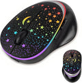 elec Space Bluetooth Wireless Mouse with Starry Sky RGB Backlight& Gradient Breathing Light - Ergonomic Dual Mode Rechargeable Mouse, Type-C Charging - Perfect for Office, Gaming & Travel (Balck)