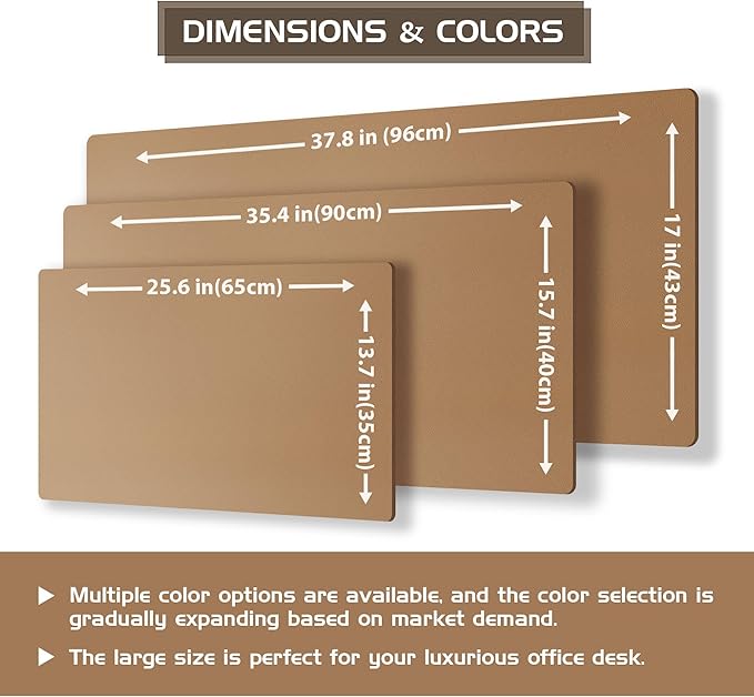 Aothia Dual-Sided Desk Pad - Leather Desk Mat, Natural Cork Desk Pad Protector, Large Mouse Pad for Desk, Waterproof Desk Blotter Pad, Desk Writing Pad for Office Work/Home, Apricot(25.6"x13.7")