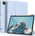 KENKE for iPad Pro 11 Inch Case 4th/3rd/2nd/1st Generation 2022/2021/2020/2018 Magnetic Attachment 2nd Pencil with Right Side Pencil Holder Soft Slim PU Cover Auto Wake/Sleep (Light Blue)