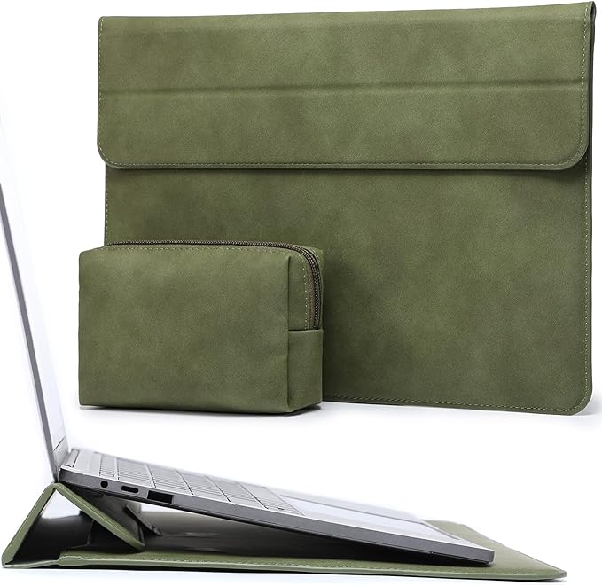 HYZUO 13 Inch Laptop Case Sleeve with Stand for 2026-2018 MacBook Air 13 M5 M4 M3 M2 M1, 2026 13" MacBook Neo, 2026-2016 MacBook Pro 13 M2 M1, iPad Pro/Air 13, Surface Pro 12-3, XPS 13, Olive Green