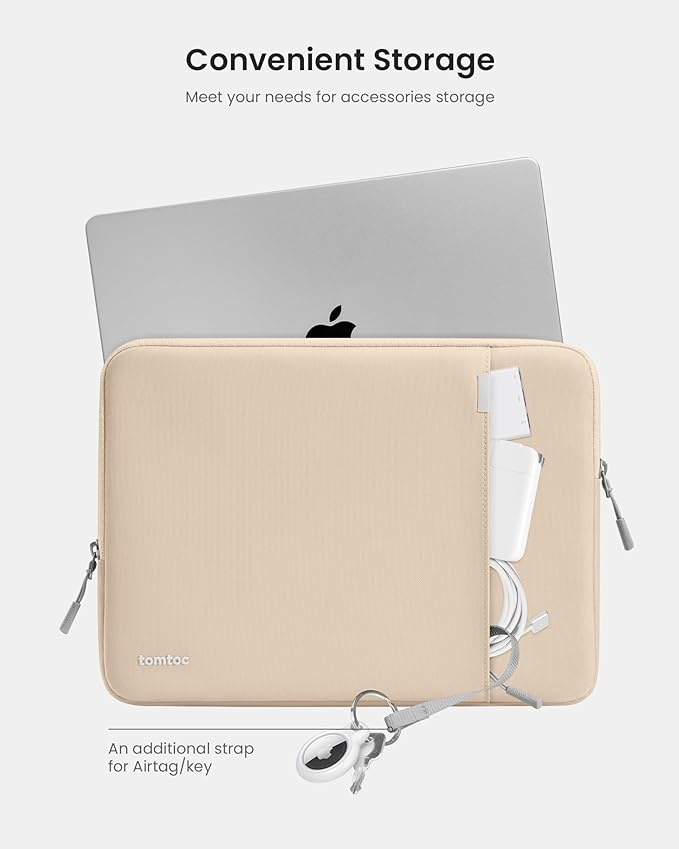 tomtoc 360° Protective Laptop Sleeve for 15-inch New MacBook Air M5/A3448 (2026), M4/A3241, M3/A3114, M2/A2941, Water-Resistant Laptop Case Fits 15-inch MacBook Pro A1990 A1707 & Surface Laptop AI PC
