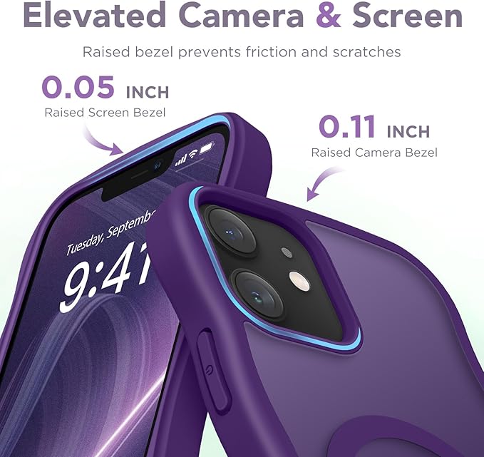 CAPRARO Cute for iPhone 12 Case & iPhone 12 Pro Case, Compatible with MagSafe, [Curly Wave Edge] [Camera Protection] [14 FT Drop Protection] Magnetic for iPhone 12/12 Pro, Deep Purple
