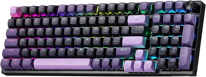 Redragon K740 PRO 98 Keys Wireless RGB Gaming Keyboard, 3-Mode PBT Mechanical Keyboard w/Solid Aluminum Base, Dedicated Knob Control & Hot-Swap Socket, Custom Linear Switch