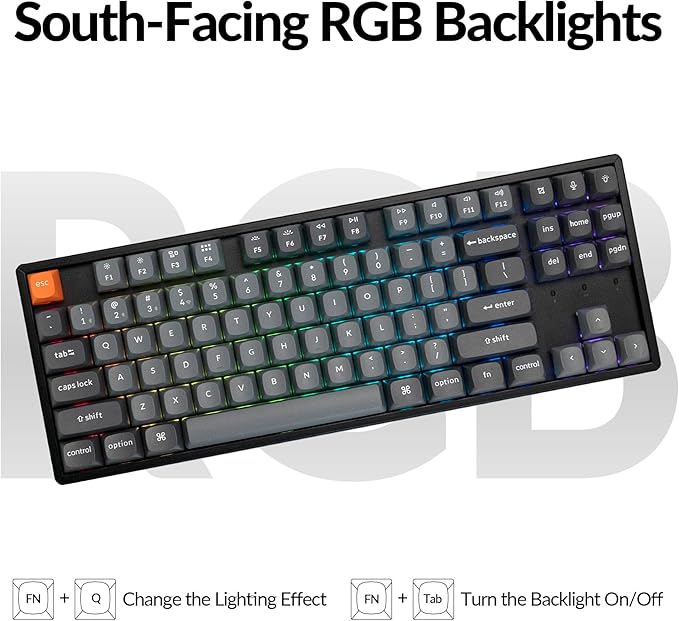 Keychron K8 Max TKL Wireless Mechanical Keyboard, QMK 2.4 GHz/Bluetooth 5.1/Wired with Aluminum Frame, RGB Backlit Hot-Swappable Programmable Keychron Super Brown Switch for Mac Windows Linux