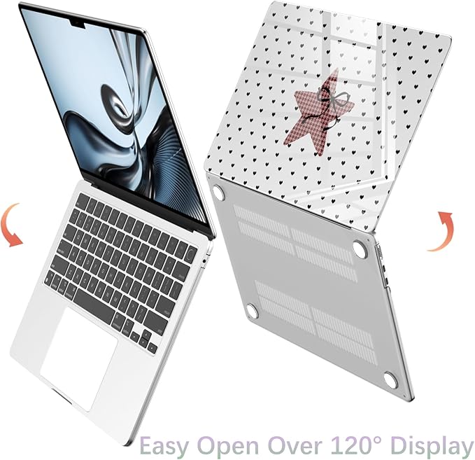 Compatible with MacBook Pro 13 inch Case M2 2025, 2024-2016 A2338 M1 A2251 A2289 A2159 A1989 A1708 A1706, Cute Love Heart Star Bow Protective Hard Shell Clear Cover for Mac Pro 13
