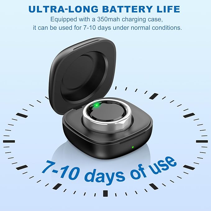Smart Ring for Women Men, Titanium Fitness Ring with Heart Rate, Stress & Sleep Monitoring,Step & Calorie Counter, 5ATM Waterproof for iPhone and Android,No Subscription Fee (Silver 13)