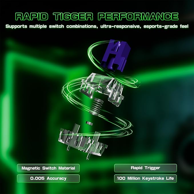 ATTACK SHARK R85 HE Wired 75% Rapid Trigger Mechanical RGB Gaming Keyboard with Custom Lightbox,8KHz Polling Rate,0.005mm RT Accuracy,0.08MS Latency,Hall Effect,Magnetic Switch,Driver for PC-Green