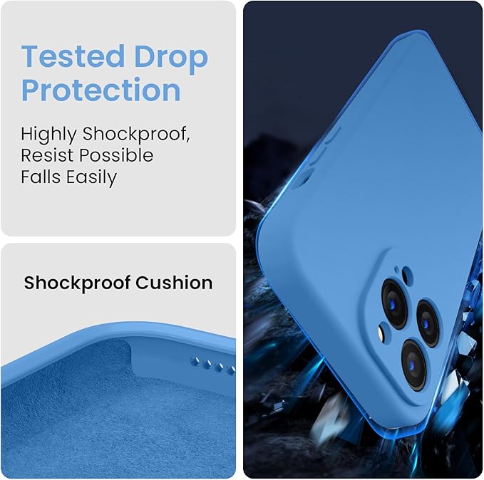 FireNova Designed for iPhone 13 Pro Case, Silicone Upgraded [Camera Protection] Phone Case, Soft Anti-Scratch Microfiber Lining Inside, 6.1 inch, Blue