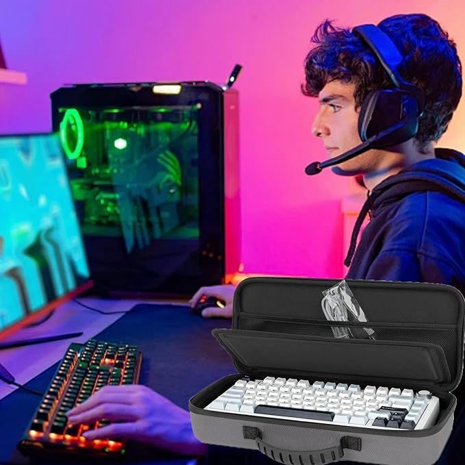 75% Keyboard Case, Hard Shell Travel Carrying Bag for Aula F75 Gasket Mechanical Keyboard, Compatible with ASUS ROG 75% Wireless Hot Swappable Gaming Keyboard