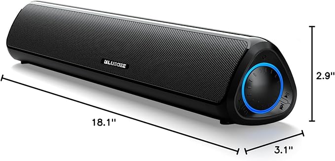 Computer Speakers for Desktop PC, 20W HiFi Stereo PC Soundbar with Bluetooth 5.3 & 3.5mm AUX, Slim Computer Sound Bar for PC Desktop, Laptop & Monitor