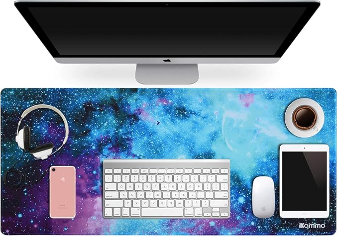 iKammo Large Galaxy Desk Mat Mouse Pad Big DeskPad Desk Cover Extended Cute Computer Mouse Pad XXL Big Office Desk Mouse Mat/Pad with Waterproof Surface-Optimized Gaming Surface (XXL-038, Blue Galaxy)