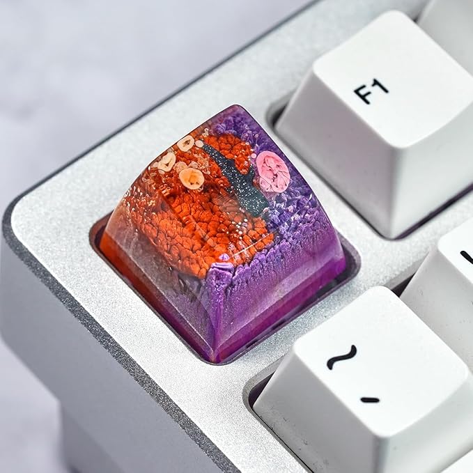 Whale Shark Artisan Keycap Orange Purple Ocean Keycap R1 SA Profile Custom Sea Creatures Keycaps 1U ESC Handmade Gaming Resin Key Cap Cherry MX Switch Compatible Mechanical Keyboard Ocean Lover Gift