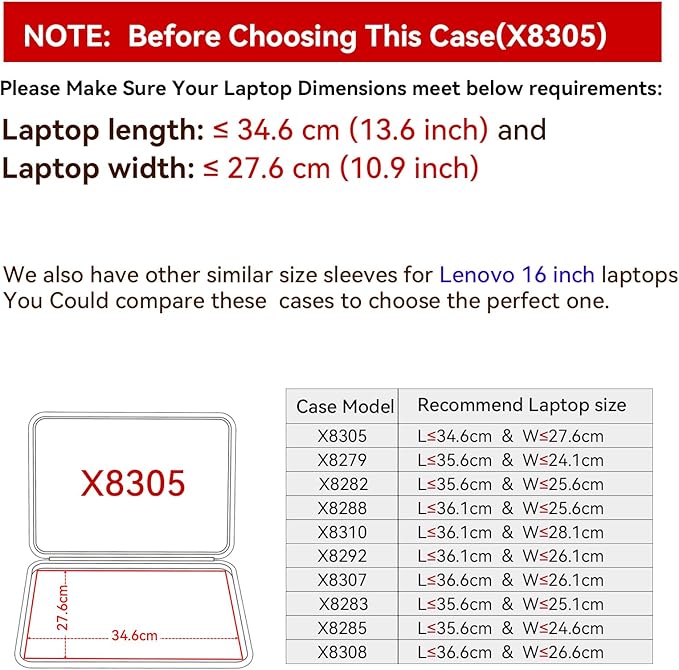 Smatree Hard EVA Protective Sleeve Case Compatible for 16 inch Lenovo ThinkPad X1 PC (Unfolded), for 16 inch ASUS TUF Gaming A16 2024 FA608 Copilot+PC, 16inch Waterproof and Anti-Shock Sleeve (X8305)