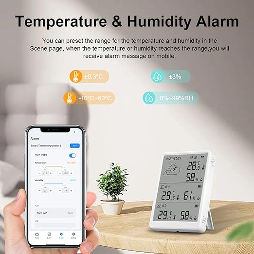 SENCKIT WiFi Hygrometer Thermometer, Digital Indoor Temperature Humidity Monitor with 1 Base Station + 3 Sensors, Smart Remote Monitor with App Alerts, Data Storage & Export, Compatible with Alexa