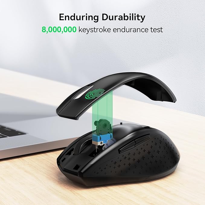 TECKNET Wireless Mouse, 2.4G USB Computer Mouse with 6-Level Adjustable 4800 DPI, 30 Months Battery, Ergonomic Grips, 6 Buttons Portable for PC, Chromebook, Mac (Black)