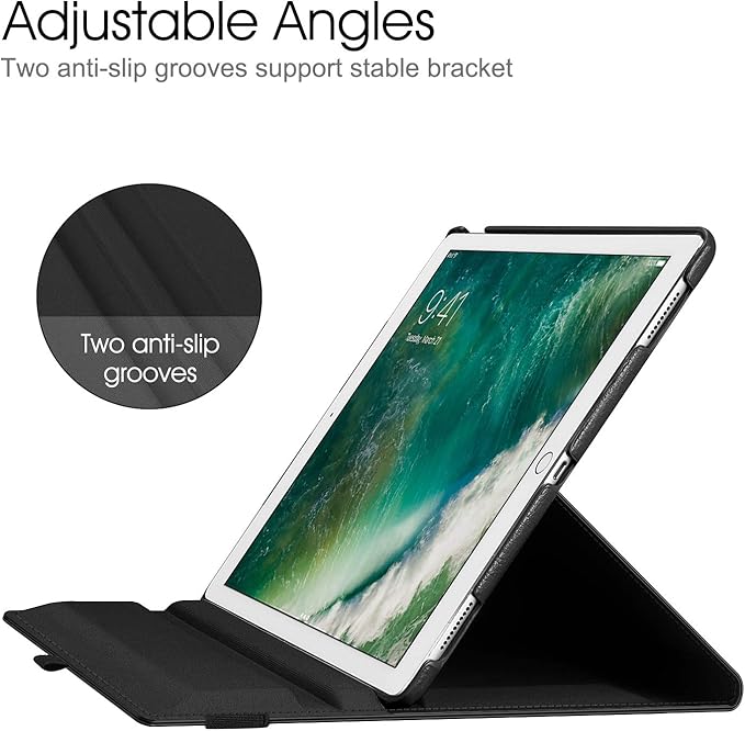 Fintie Rotating Case - 2017/2015 iPad Pro 12.9 inch (Old Model) 1st & 2nd Gen Case, 360 Degree Swiveling Stand Protective Back Cover, Supports Auto Wake/Sleep, Black