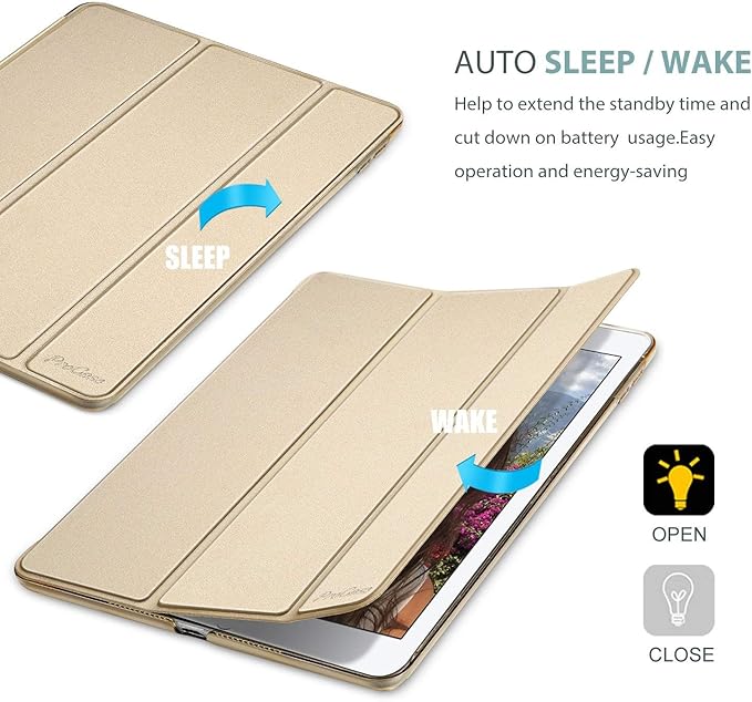 ProCase Smart Case for iPad 9.7 Inch iPad 6th/5th Generation 2018 2017(Model: A1893 A1954 A1822 A1823), Ultra Slim Lightweight Stand Cover with Translucent Frosted Back -Gold