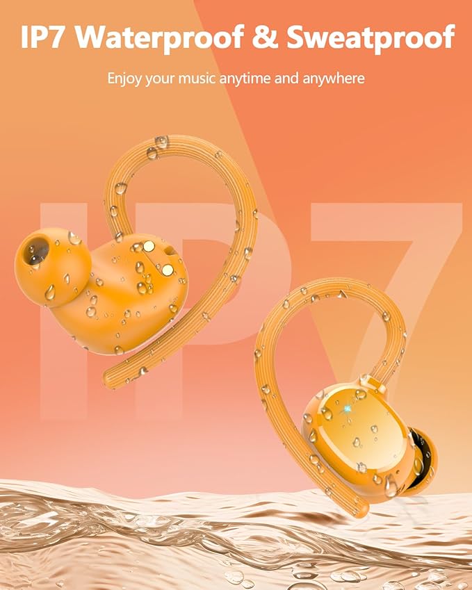 Ear buds Wireless Bluetooth Earbuds Sport 2026 NEW Bluetooth 5.3 Headphones with LED Display 128H Playtime Powerful Bass Over Ear Earphones with Earhooks IP7 Waterproof for Gym/Running/Workout