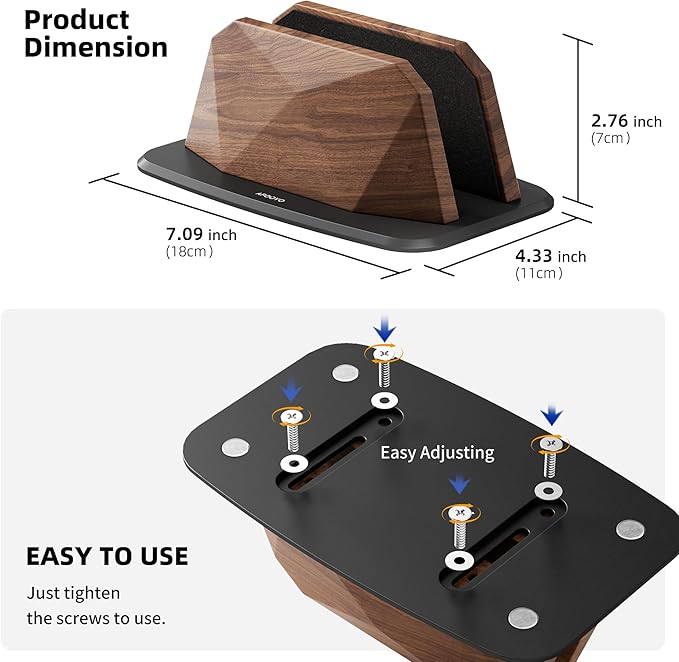 AFOOYO Vertical Laptop Stand - Walnut Adjustable Laptop Holder,Desktop Dock Compatible with All MacBook, Surface,Chromebook,Dell & More(Walnut)
