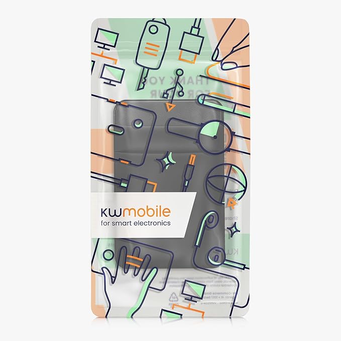 kwmobile Elastic Sleeve Compatible with SanDisk Portable SSD, Samsung T7, Crucial X8, HDD Case - Stretchy Elastane Adhesive External SSD Holder - 10x7cm & 8x7cm Pockets - Black Matte