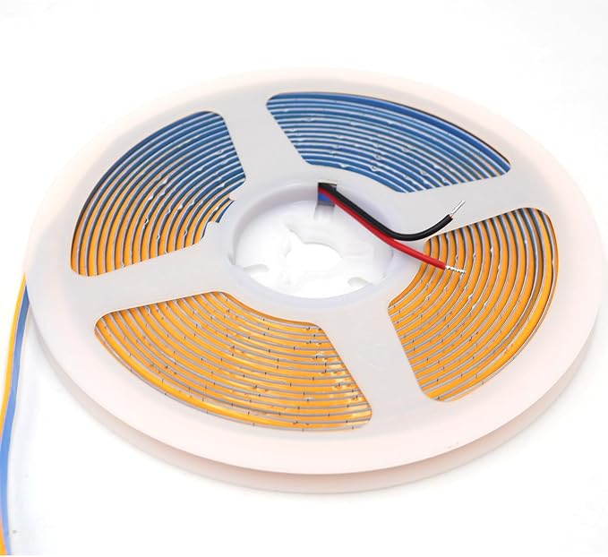 5mm COB LED Strip,12V 400LEDs/m RA>90 High CRI LED Tape Light,Multiple color options, Cuttable Flexible,16.4FT 2000LEDs IP30 COB LED Light for Indoor House Kitchen Room Decor (Yellow)