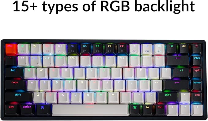 Keychron K2 75% Layout 84 Keys Hot-swappable Bluetooth Wireless/USB Wired Mechanical Keyboard with Keychron Super Red Switch/Double-Shot Keycaps/RGB Backlight/Aluminum Frame for Mac Windows Version 2