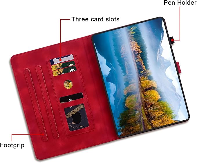 Case for iPad mini 7 2024 A17 Pro/iPad mini 6 2021 8,3 inch, Auto Wake/Sleep Supports Pencil Pro and Pencil(USB-C) Magnetic Clasp Stand, Red