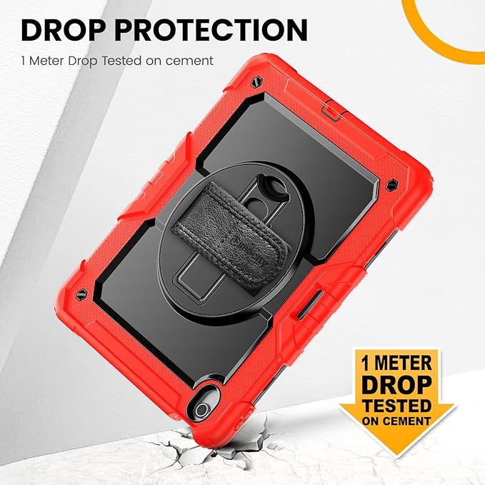 timecity for iPad Air 13 Inch Case M4 2026/ M3 2025/ M2 2024, 360° Rotating Stand, Pencil Holder & Wireless Charging, Shockproof with Screen Protector & Shoulder Strap - for Designers, Red