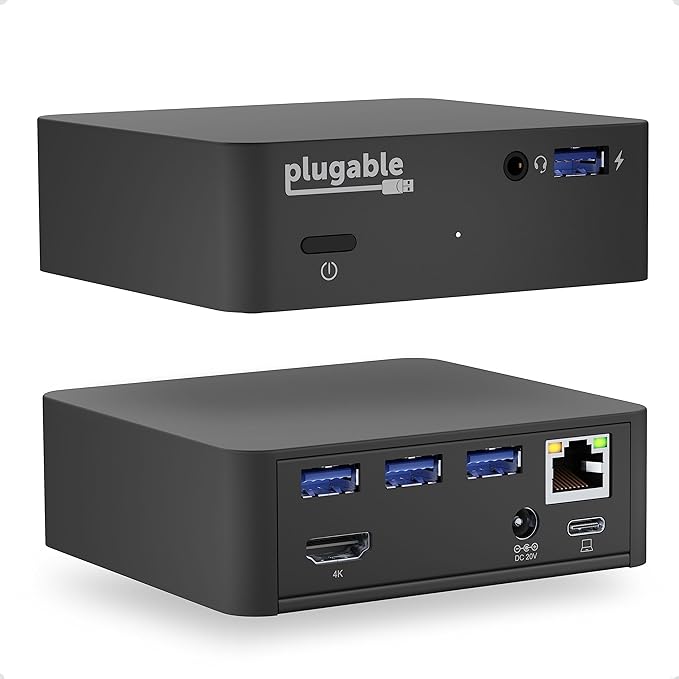 Plugable USB C Dock VESA Mount Compact with 85W Charging Thunderbolt 4/3 USB4 Compatible and Works with macOS, Windows, and ChromeOS Laptops (HDMI up to 4K@30Hz, USB-C PD) (Replaced by UD-Cube)