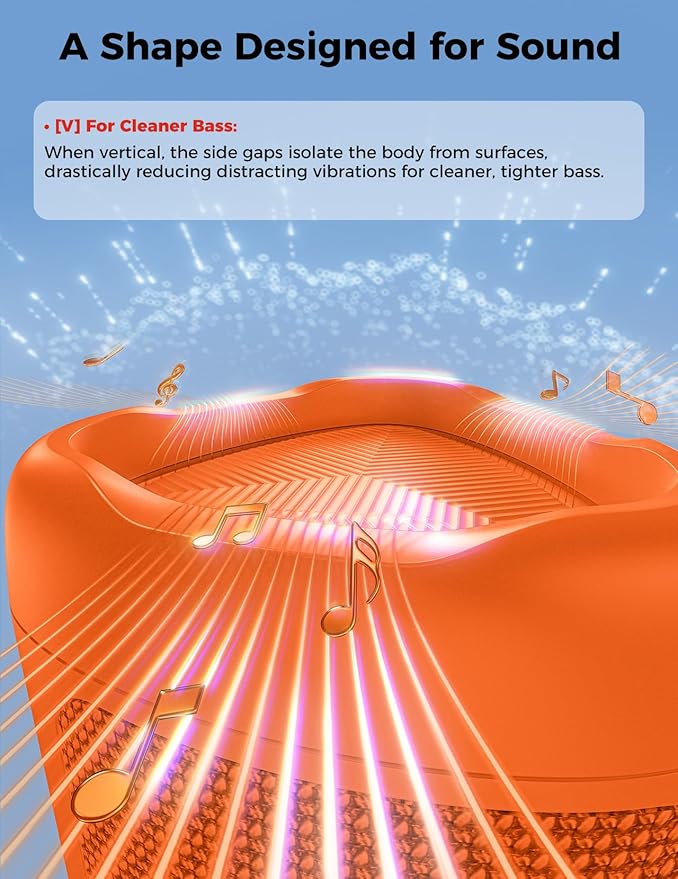 BolaButty Bluetooth Speaker Portable Wireless, IPX5 Waterproof, Up to 20H Playtime, TWS Pairing, BT5.3, for Home/Party/Outdoor/Camping/Beach Essentials, Birthday Gift (Orange)