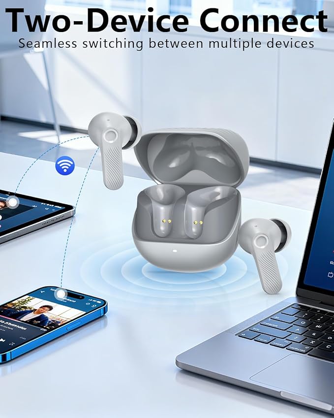 Wireless Earbuds with Active Noise Cancelling,140-Hour Long Battery Life Bluetooth 5.4 Ear Buds,Multi-Device Pairing,Enhanced Clear Call,Deep Bass Stereo Headphone,in-Ear Earphones