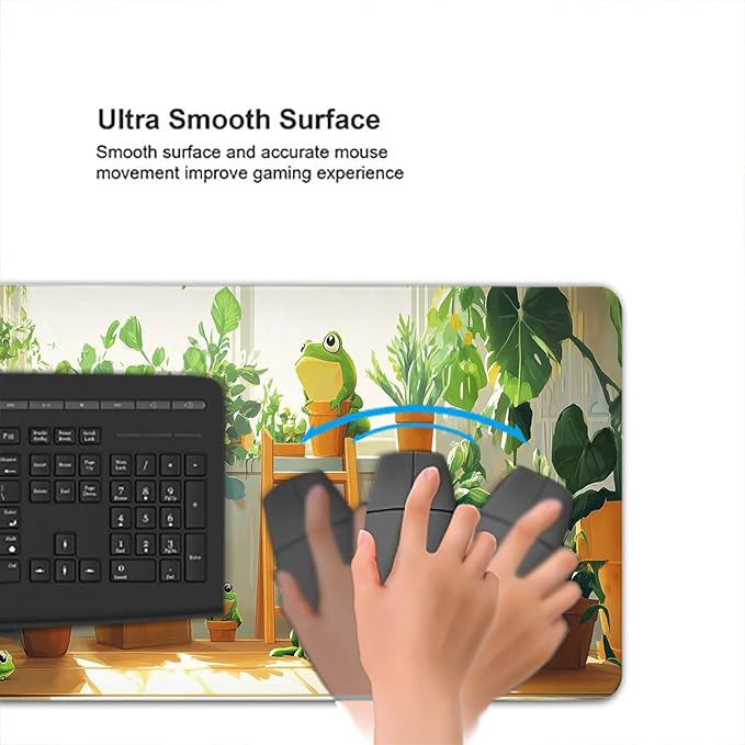 Cute Frog Gaming Mouse Pad Kawaii Green Mousepad XL Large Gaming Mouse Pad Laptop Keyboard Mat Desk Pad 31.5"x11.8" Office Home Decor for Women Girl