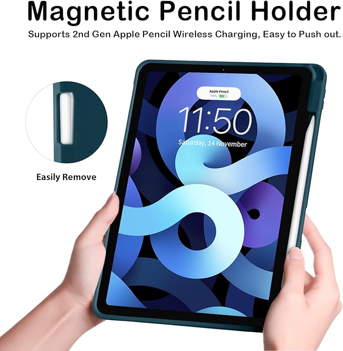 Case for iPad Pro 12.9 Case 6th/5th/4th Generation (2022/2021/2020) with Pencil Holder [Apple Pencil Wireless Charging] Soft TPU Smart Trifold Stand Protective Cover (Peacock Blue)