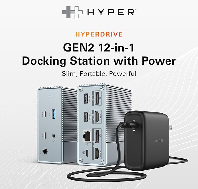 HyperDrive USB-C & Thunderbolt 4 GEN2 12-in-1 Docking Station, 100W PD for MacBook Pro/Air, iPad, PC, 4K USB C Triple Display, 10Gbps, Gigabit Ethernet