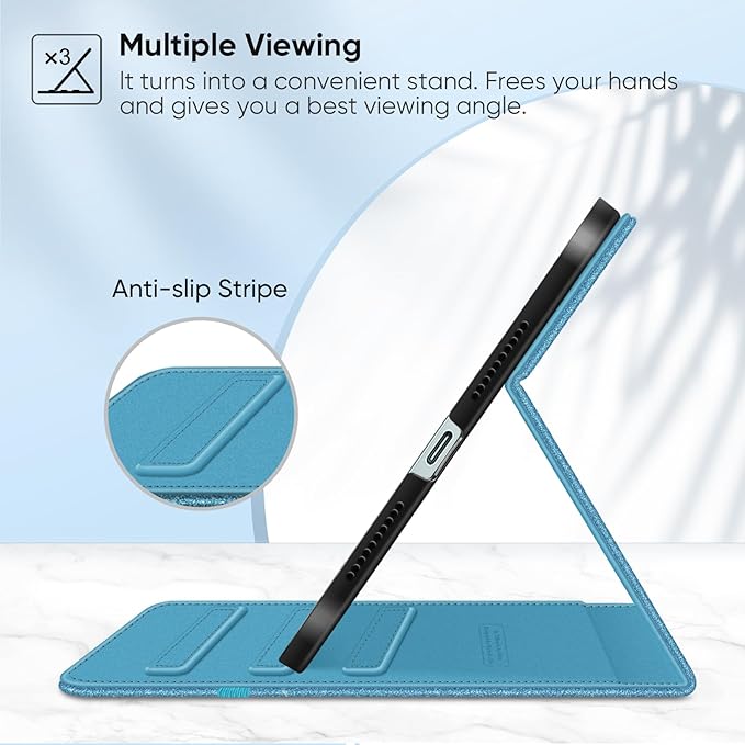 Fintie Folio Case for iPad Mini 7 (A17 Pro, 7th Generation) 2024 / iPad Mini 6 (6th Gen) 8.3 Inch, Multi-Angle Smart Stand Cover with Pencil Holder & Pocket, Auto Sleep/Wake, Glittering Blue