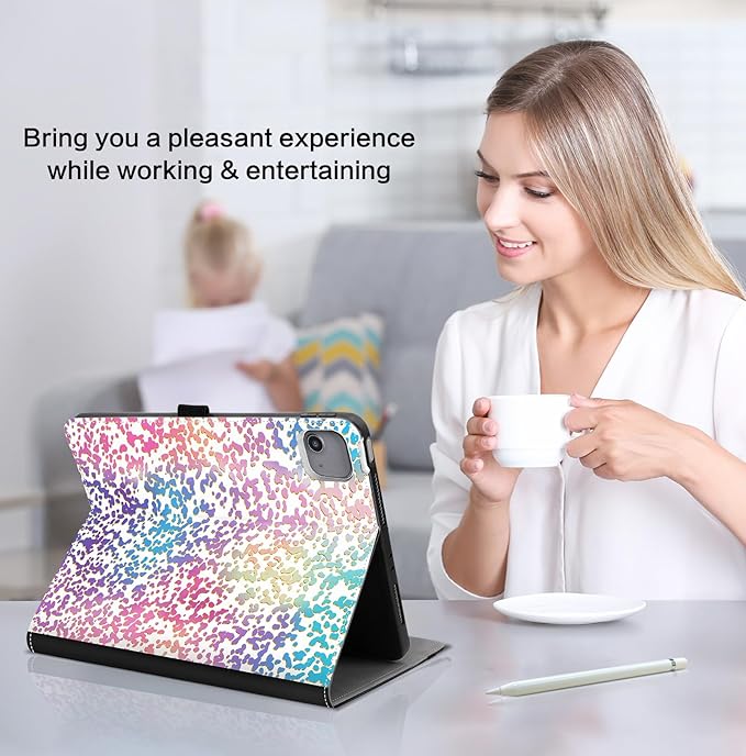 Lokigo Case for iPad Air 13 Inch M4/M3/M2 (2026/2025/2024), iPad Pro 12.9 Inch 6th/5th/4th/3rd Gen with Pencil Holder/Hand Strap/Pocket, Support Touch ID, Shockproof Soft Back Stand Cover, Pink Book