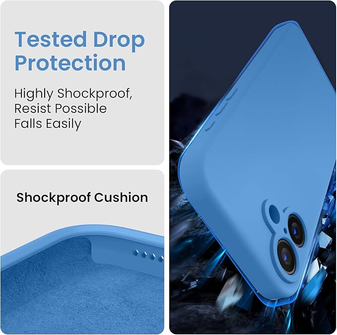 FireNova Designed for iPhone 16 Case, Silicone Upgraded [Camera Protection] Phone Case, Soft Anti-Scratch Microfiber Lining Inside, 6.1 inch, Blue