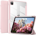 JKSML Case for iPad Pro 11, Case with Pencil Holder for iPad Pro 11 Inch 4th/3rd/2nd Generation 2022/2021/2020, Transparent Protective Cover for iPad Pro 11, Supports Pencil 2 Charging, Pink