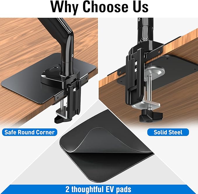 MOUNTUP Monitor Mount Reinforcement for Tempered Glass Desk, Monitor Arm Plate, Steel Bracket for Thin and Most Fragile Table, for Desk C Clamp Installation of Monitors Stand