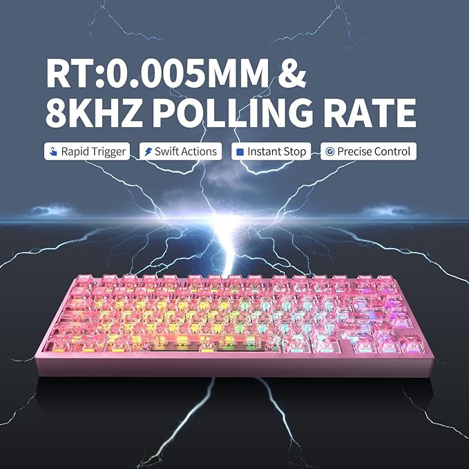 IROK MG75PRO 81 Keys Wired Magnetic Switch Mechanical Keyboard, Hall Effect, 8KHZ/ARGB/CNC Aluminum, Gasket Structure Gaming Keyboard(Pink)
